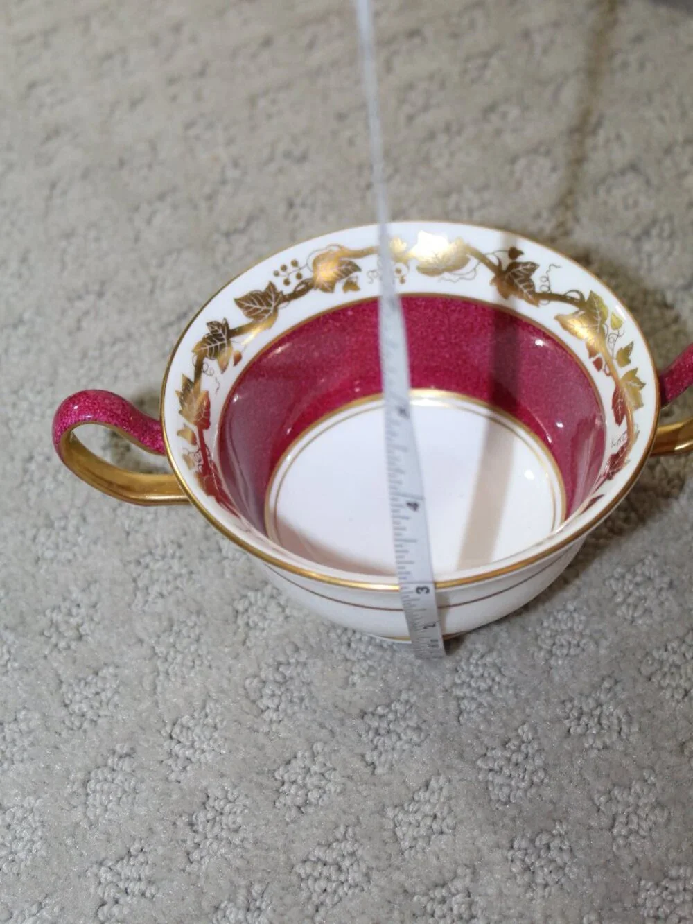 Set of 2 Soup Cups & Saucers Wedgwood Whitehall W3994 Powder Ruby Bone China